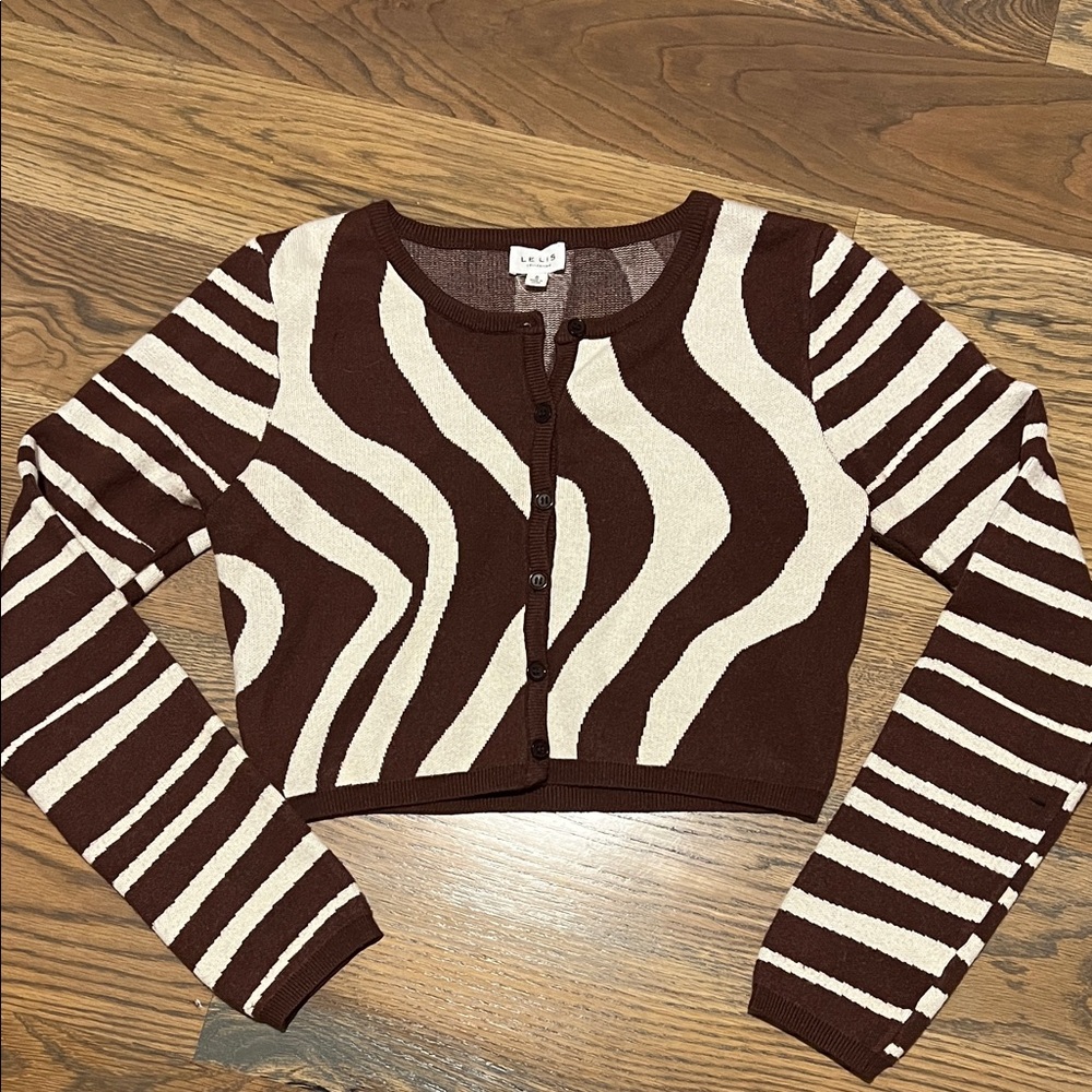 Le Lis Chocolate and Cream Cardigan